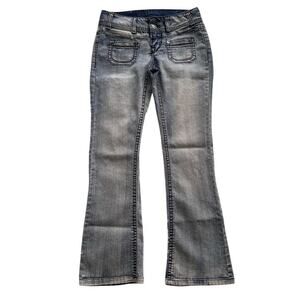 🌸3/$15🌸 WALLFLOWER Women's Bootcut Jeans Medium Wash Gray Denim Flared Size 28
